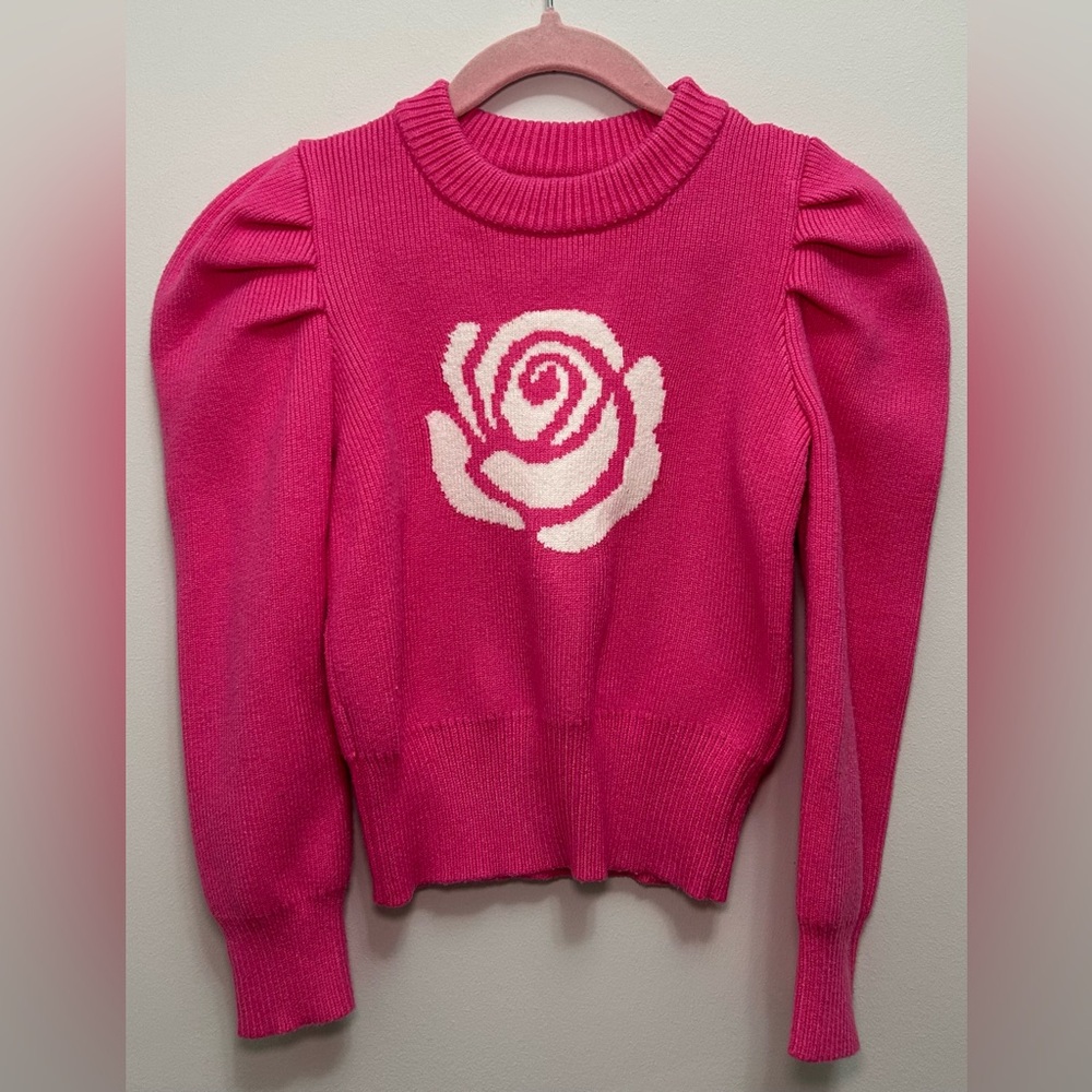Charming Pink Rose Kids Sweater